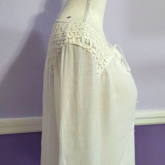 AGB Boho Romantic Off white Laced Peasant Top - Picture 4 of 10
